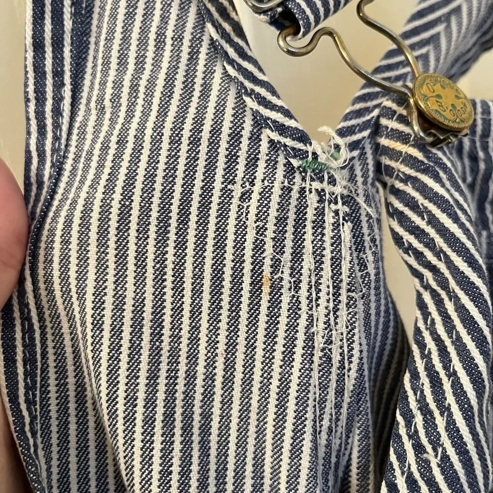 Vintage Oshkosh B'Gosh Kids Union Made Sanforized Overalls Blue Railroad Striped